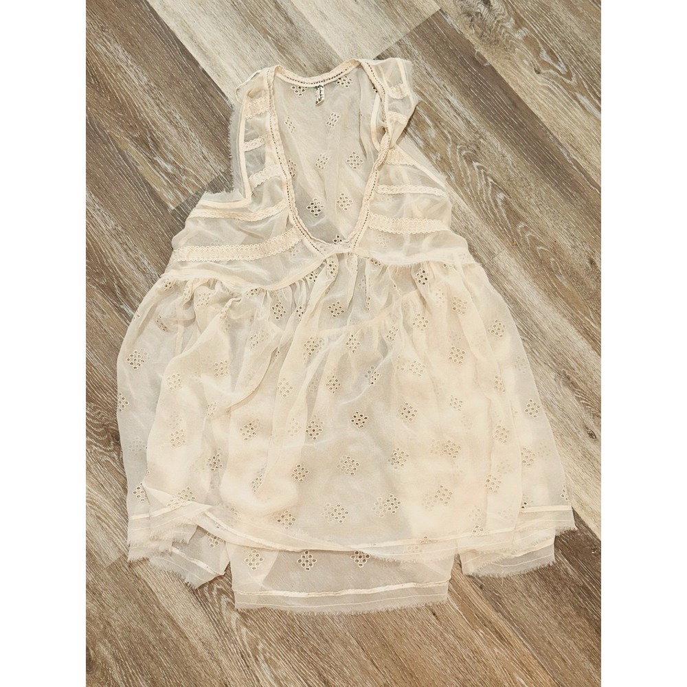 Free People Voile and Lace Trapeze Slip in misty pink